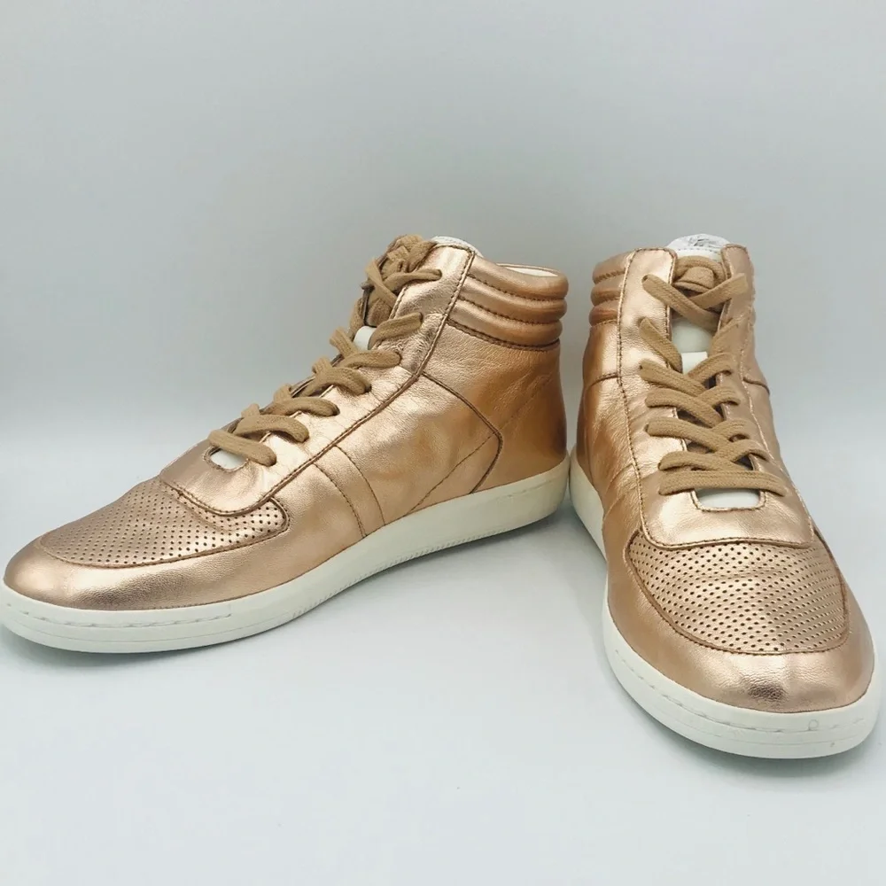 NWT DOLCE VITA ROSE GOLD LEATHER SNEAKERS - Picture 4 of 7